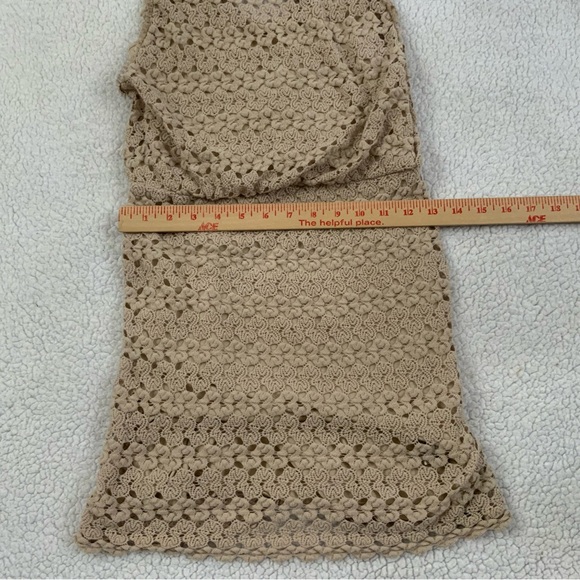 Free People Womens XS Dress Crochet Dress Lace Boho Blouson Beige Lined Cami - Picture 13 of 14